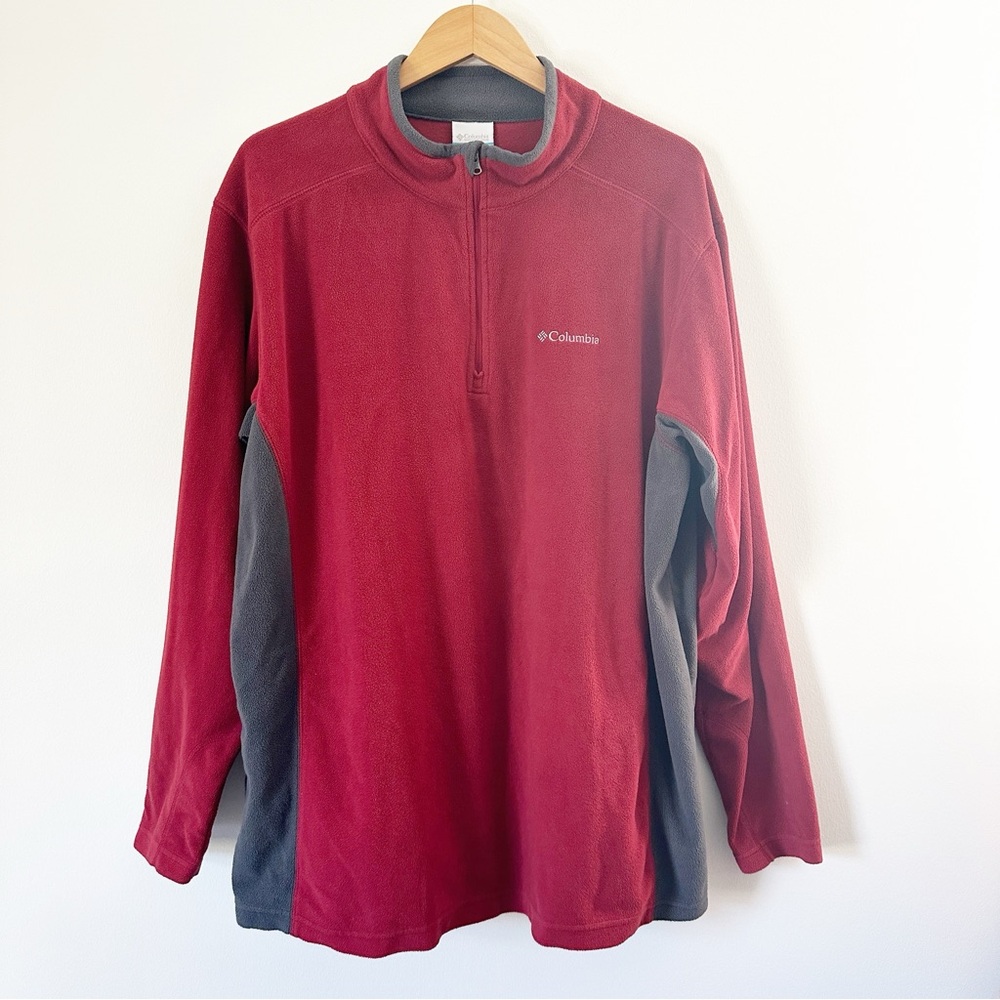 Columbia Men's Lightweight Micro Fleece Quarter Zip Pullover Wine Grey XXL